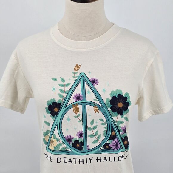Wizarding World Harry Potter The Deathly Hallows T Shirt Women's S Floral - Picture 1 of 5
